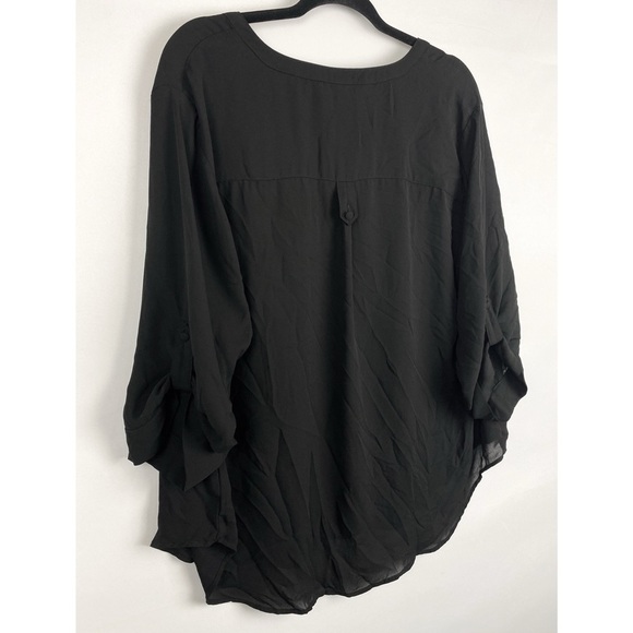 Torrid Harper Georgette Pullover 3/4 Sleeve Tunic Blouse Sheer Black - Size 2X‎ - Picture 7 of 10